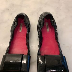 Miu Miu, Black Patent Bow Ballet Flats